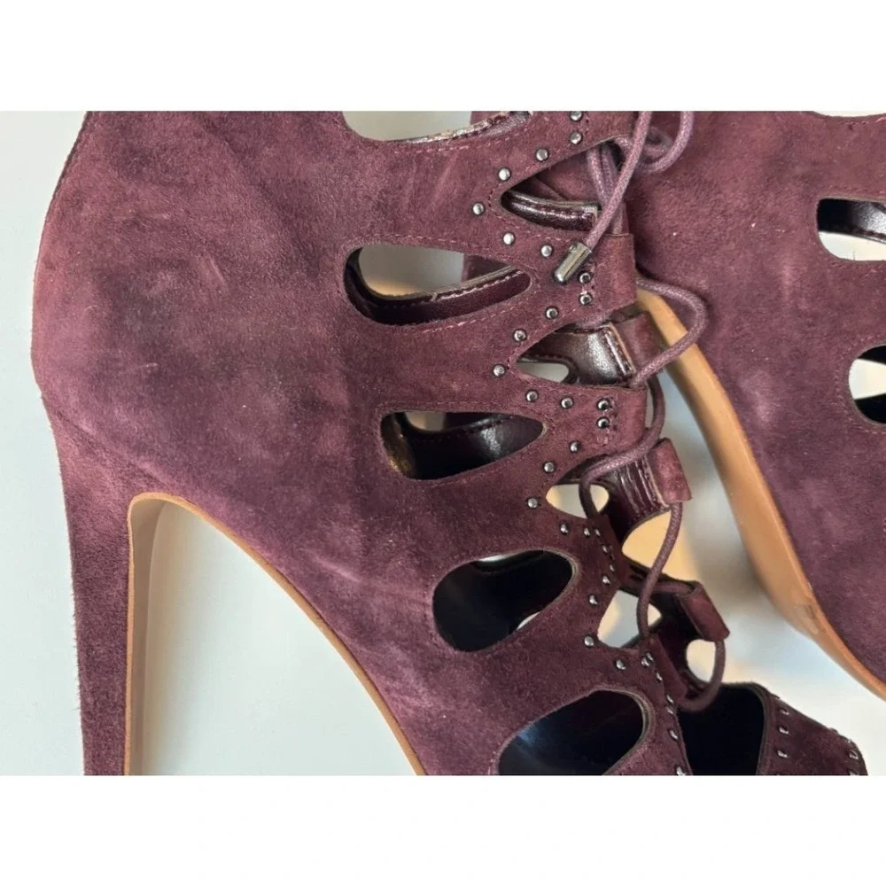 BCBGeneration Burgundy Suede Cutout Lace Up Heels Size 8.5 Consign